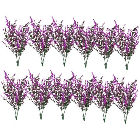 12 ramos de lavanda, resistentes a los rayos UV, colores duraderos, multicolor, decoración de jardín. (1/5)