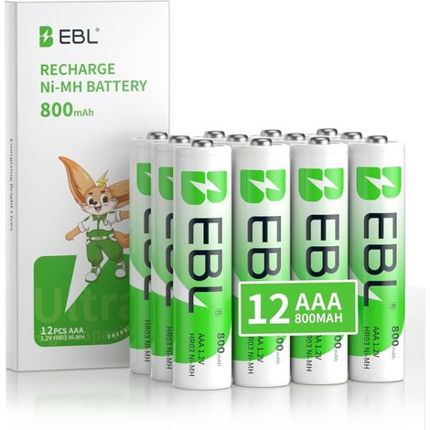 12PCS Piles Rechargeables AAA, AAA HR03 1.2V Ni-NH 1100mAh Recharge 1200+ Cycles, Idéal pour Téléphone sans Fil, Souris sans Fil, Appareils Domestiques (1/5)