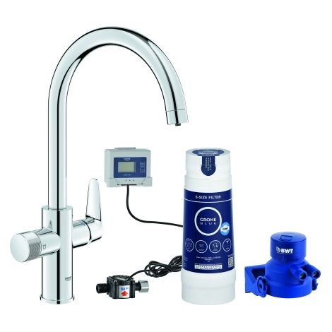 GROHE Starter Kit GROHE Blue Pure BauCurve 30581 C-Auslauf S-Filter chrom, 30581000 (1/3)