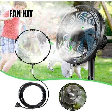 Kit ventilatore nebulizzatore da esterno ROKOO con 6 ugelli nebulizzatori - Nero (1/4)