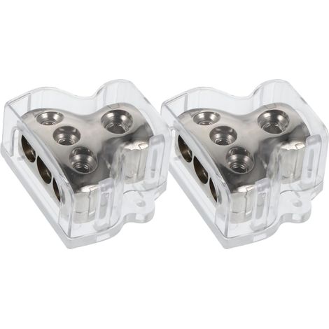 2pièces Bloc de Distribution Audio Voies pour Voiture Boîtier Transparent Résistant Chaleur Répartiteur Alimentation Terre pour Ampli Audio Lot de Connexion Fiable (1/5)
