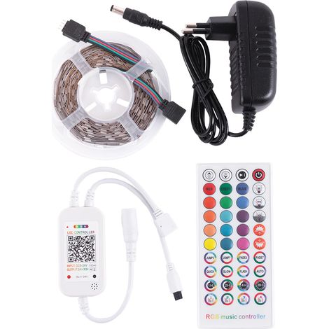 Kit Tira 36W 1.500Lm 150 LEDs 5 metros RGB Blister Transformador, Controlador, Control Bluetooth IP20 40.000H [CA-KITRGB-5M] (1/5)