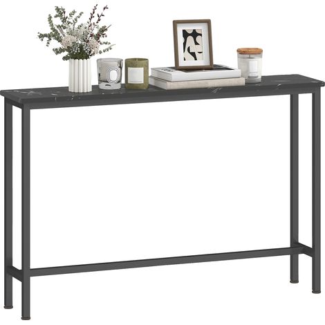 Table Console, Surface Effet Marbre, Cadre Métallique, noir (1/5)