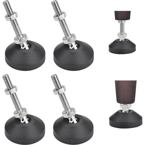 Pieds Réglables - Base À Rotule M8 - Hauteur Réglable - Pour Meubles, Équipements Industriels, Tables Et Chaises - Lot De 4 (1/4)
