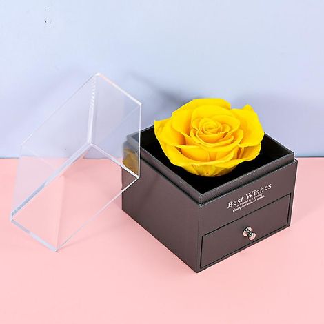 Coffret cadeau rose éternelle, boîte à bijoux fleur réelle, cadeau romantique pour elle anniversaire Saint-Valentin.