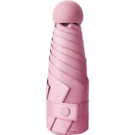 Parapluie pliant 6 côtes 5 plis anti-UV imperméable rose avec boîte de rangement pour jours ensoleillés et pluvieux (1/5)