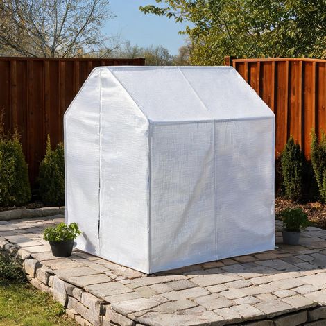 Serre de jardin coloris blanc en plastique 140 x 143 x 190 cm (1/5)