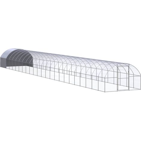 Enclos Poulailler extérieur - Parc enclos pour animaux Cage à poules 3x24x2 m Acier galvanisé BV873165 - BonneVie (1/5)