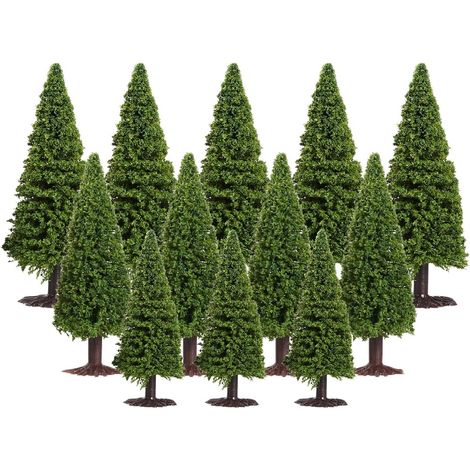 15 pièces modèle arbres paysage vert paysage paysage cèdres avec accessoires de base vert mini arbre ensemble solitaire arbres miniatures pour bricolage paysage tronc (1/5)