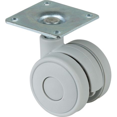 BS-R Kunststoff-Doppelrolle Ø 40 mm silbergrau, mit Platte (1/2)