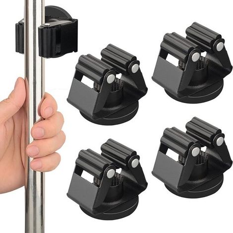 Lot de 4 supports magnétiques pour balai et serpillière, support de balai en acier inoxydable, support magnétique pour balai de réfrigérateur, organisateur mural pour camping-car, organisateur d'outil (1/2)