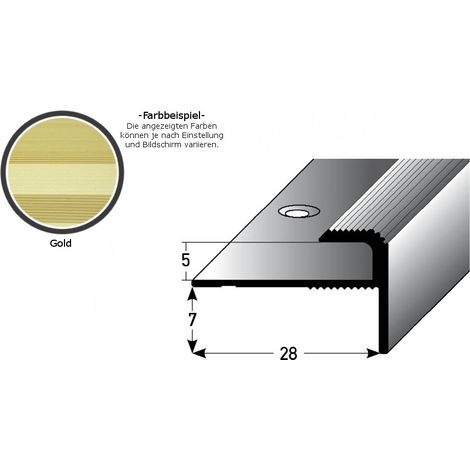 Einschubprofil "Stannington" mit Nase für Designbeläge, Einfasshöhe 5 mm, Aluminium eloxiert, gebohrt-goldfarbig-900