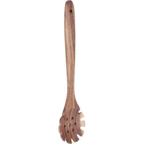 Cuillère à nouilles - Teck - 32 x 8 cm - Bois naturel - Qualité alimentaire - Marron (1/5)