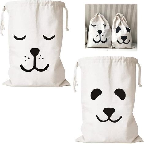 2 Pièces Sac à Linge, Sac Tissu Cordon, Lavable en Machine Sacs à Linge Réutilisables, Sac Linge Sale Voyage, Sac Rangement Jouet (1/4)