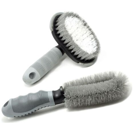 BUNTHAUS Brosse de roue de voiture outil de lavage de voiture brosse de pneu brosse à poils doux nettoyage petite brosse voiture anneau en acier brosse fournitures de nettoyage (1/5)