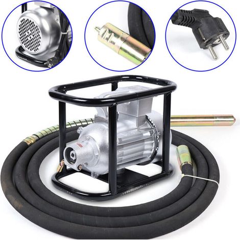 Vibratore elettrico per calcestruzzo da 1500 WLunghezza del tubo flessibile: 6 mFrequenza 2800 giri/minutoIdeale per cantieri edili in ambienti umidi