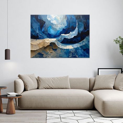 Wandbild Abstrakte blaue beige Imitation von Farbe 60x40