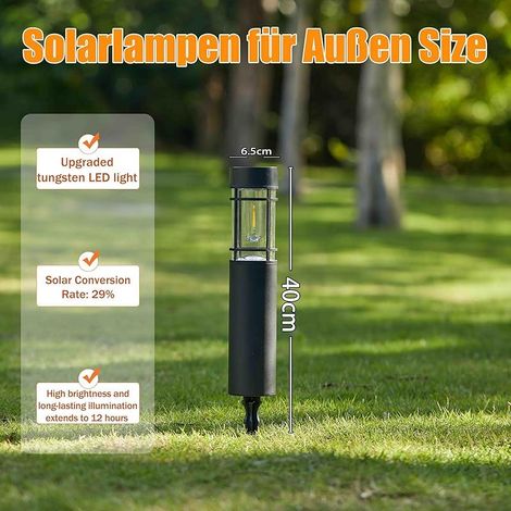 Solar-Gartenleuchten für den Außenbereich, 4 Stück, warmweißes Licht, IP65 wasserdicht, automatisch wiederaufladbar, für Wege, Rasen, Terrasse und Einfahrt (1/5)