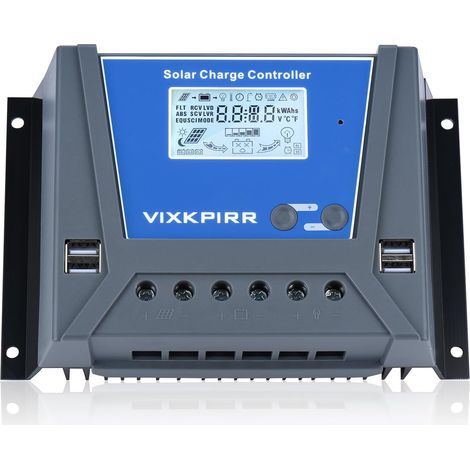 80A Contrôleur de Charge Solaire 12V 24V 36V 48V avec Bluetooth, PWM 80A Régulateur de Charge Solaire avec Sonde Température LCD écran 4 ports USB, pour Plomb Acide Batterie Lithium Batterie (1/5)