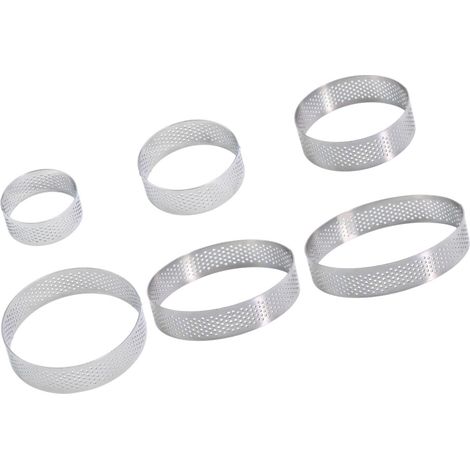 Set di 6 anelli per pasticceria con foro rotondo - Argento