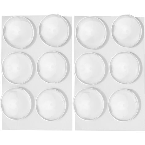 Jeu de 12 patins antidérapants ronds transparents 40x8mm, amortisseurs de chocs, protection meubles et sols (1/5)