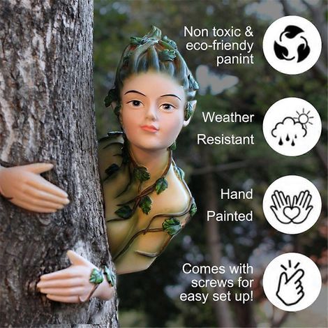 Sculptures décoratives de jardin d'extérieur représentant une dryade enlaçant un arbre féerique -- (1/5)