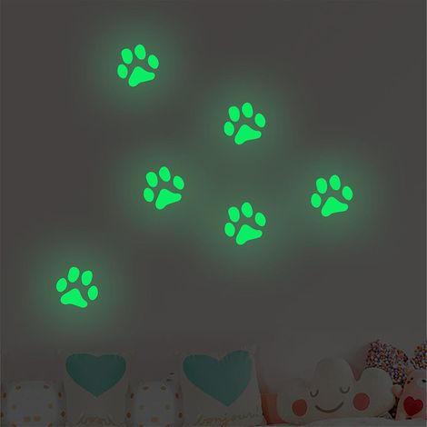Adorables autocollants en forme de pattes, lumineux dans le noir, décoratifs et créatifs pour la décoration murale de la chambre d'enfant. (1/5)