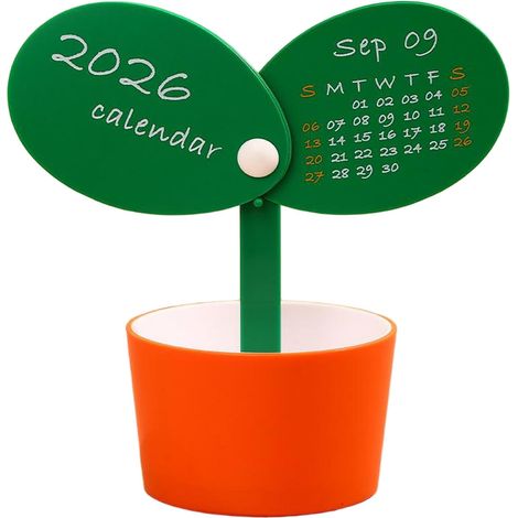 Calendrier de bureau Creative Aesthetics 2026, calendrier 2026, calendrier de 12 mois, porte-stylo (orange)