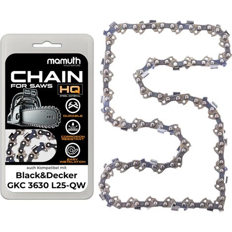 Chaîne de scie 30cm 1,1mm 3/8" 45 TG pour Black&Decker GKC 3630 L25-QW (1/4)