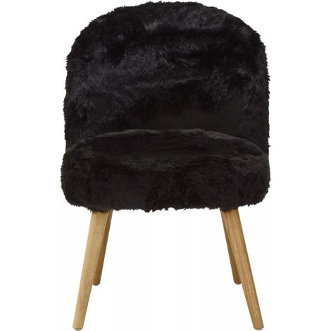 Interiors by Premier Black Fur Effect Chair, Backrest Indoor Chair, Easy to Clean Small Lounge Chair (1/5)