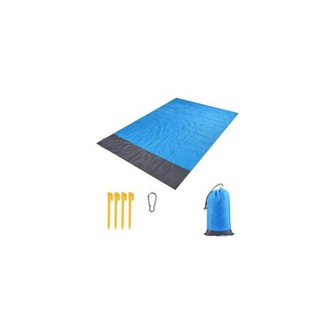 Natte de Plage,Tapis de Plage Anti Sable,210 200cm Portable Imperméable Pliable avec 4 Piquets pour Plage, Camping, Pique-Nique, Voyage ect Les Èvénements en Extérieur (1/5)