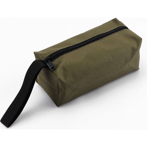 Sacoche à outils zippée multi-usages en tissu Oxford à large ouverture, pochette portable pour le rangement, verte (1/5)