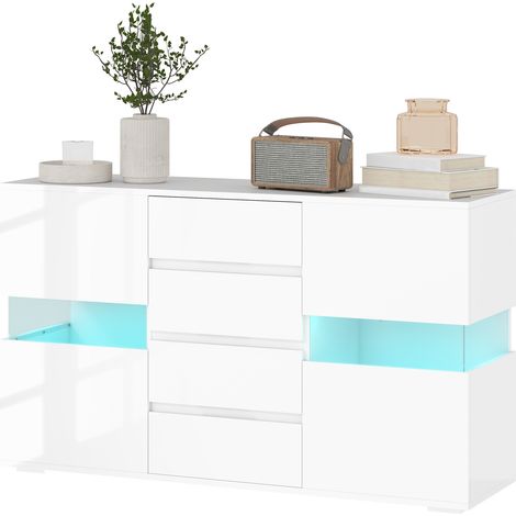 LED Light Sideboard High Gloss White (1/5)