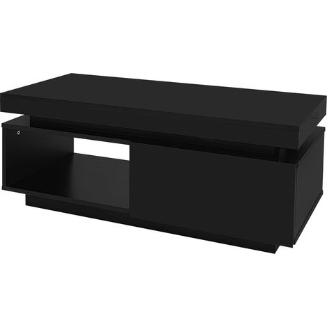 Ensemble meuble TV mural et table basse noir brillant, éclairage LED Bluetooth, meuble 181 cm pour téléviseur jusqu'à 80 pouces (1/5)
