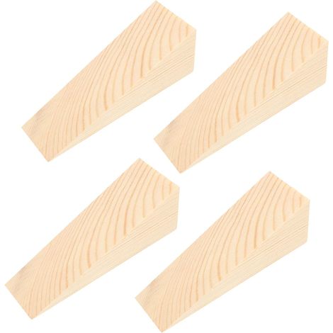 4 pièces butées de porte en bois solides et antidérapantes pour pompier, cale triangulaire en bois dur pour bas de porte sur carrelage béton moquette (LxlxH) 10x3x3 cm (1/5)