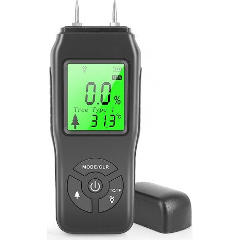 Wood Moisture Meter, Portable Digital Moisture Detector, Backlit LCD Display, Water Leak Detector, Wood Building Material Wall Moisture MeterEarth