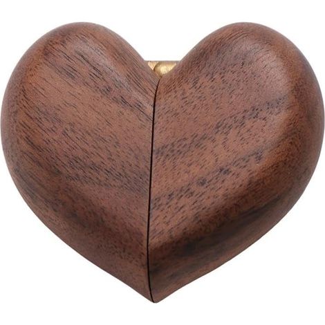 Boîte à bagues en bois de noyer noir en forme de cœur, boîte à bijoux vintage personnalisée en bois massif (en forme de cœur) (1/5)
