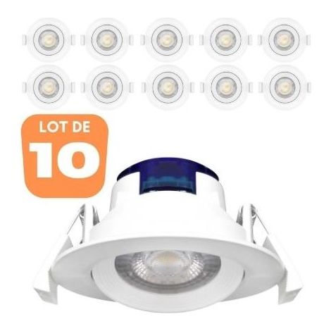 Lot de 10 Spots LED encastrables rond blanc 5W IP20 4000K (1/5)