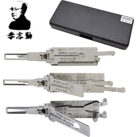 (HU100) Outil de crochetage 2 en 1, outil d'ouverture de porte, acier inoxydable