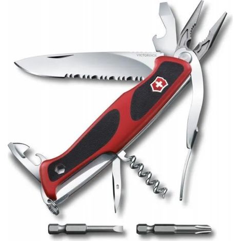 Schweizer Offiziersmesser Victorinox RangerGrip 174 Handyman 17 Funktionen mit ausgezeichnetem Mehrzweckgriff rot - schwarz 0.9728.WC