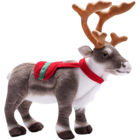Renna di Natale Peluche Renna Giocattolo, Figure di Renna di Natale, Peluche Alce Realistico per Decorazione, Regalo per Bambini e Natale, 42cm (1/5)