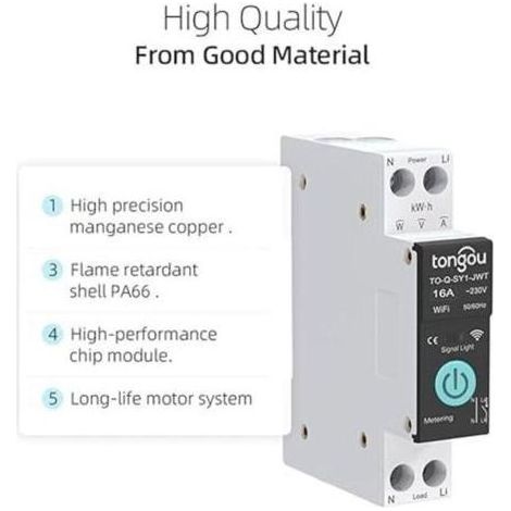 NNOVAT 1P 6A 10A 16A 20A 25A 32A 40A 50A 63A TUYA Zigbee Smart Circuit Interrupteur Smart Home Home Wireless Remote Contrôle WiFi Avec Mesure/No Mequage (16A avec mesure) (1/5)