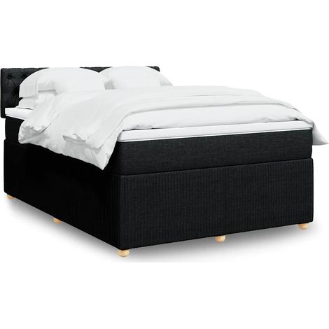 Boxspringbett mit Matratze Schwarz 140x200 cm Stoff