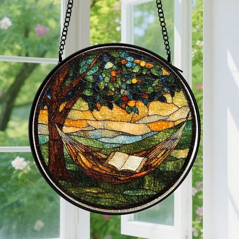 16cm Suspension en vitrail - Attrape-soleil unique pour fenêtre, décoration maison élégante, cadeau Anniversaire, Fête des Mères pour femme, homme (1/5)