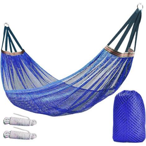 Hamac de camping - Double hamac d'extérieur avec filet et mouche de pluie - Résistant aux intempéries - Moustiquaire - Installation facile - Comprend des sangles d'arbre et des mousquetons - Parfait (1/5)