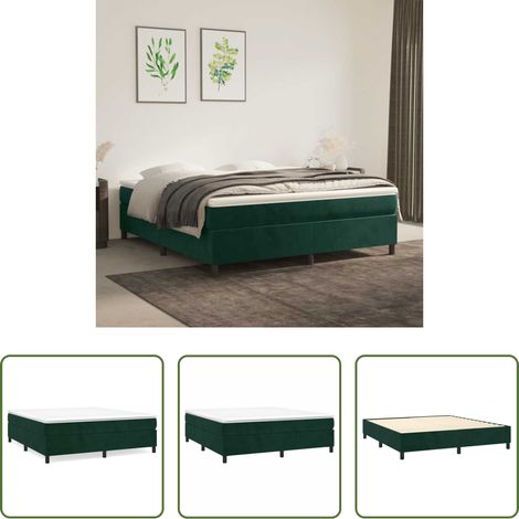 Matelas à ressorts ensachés - Sommier à lattes de lit et matelas Vert foncé 160x200cm Velours (1/5)