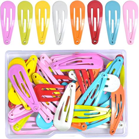 50 pinzas para el cabello, 3 cm, de metal, coloridas, para niños, mujeres y bebés. (1/5)