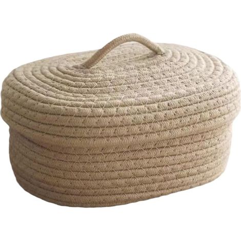 Panier Rangement Tissé – avec Couvercle Brun (1/5)