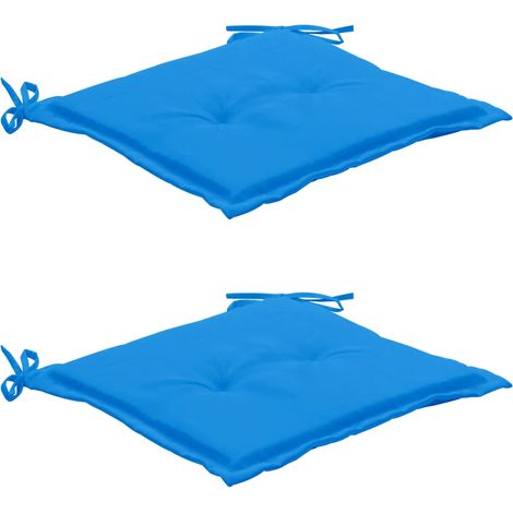 Juego de 2 cojines para silla de jardín 100% poliéster azul 50x50x3 cm DEC021729