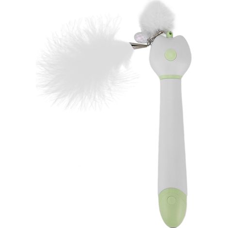 Jouet Chat Canne à Pêche Laser LED Rouge Rétractable 51cm avec Plume Accessoire Interactif Portable pour Félin Intérieur (1/5)
